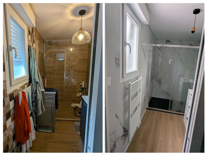 avant après d'une rénovation de salle de bains