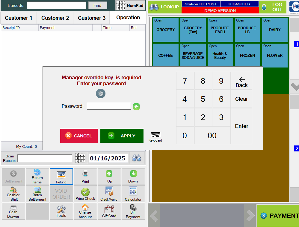 MANAGER OVERRIDE