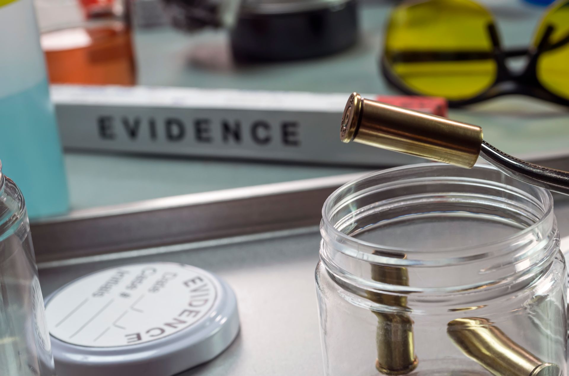 criminalistic laboratory bullet shell analysis