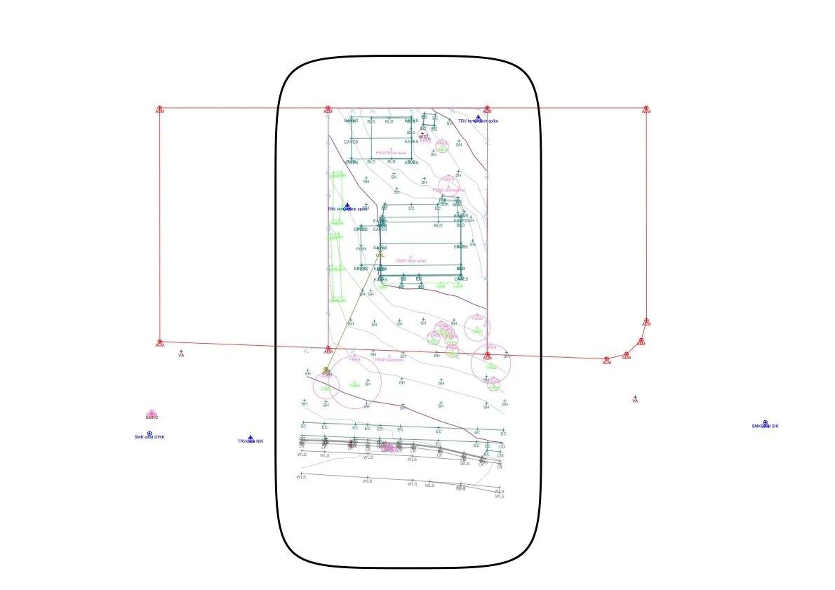 Blurred Architectural Floor Plan Centered Inside a Tall Rounded-rectangle — Coastal Surveying Group Pty Ltd In Baringa, QLD