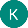 White letter “K” on a teal circular background.