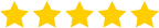 Five gold stars in a row on a white background