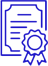 Purple certificate icon with a ribbon seal and lines indicating text