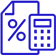 Purple percent sign beside a calculator icon.