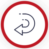 Circular red reset/refresh icon with a dark blue curved arrow inside