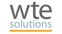 A logo for wte solutions is shown on a white background.