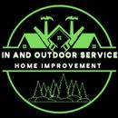 Neon green logo with mountains, tools, and trees; text reads “In and Outdoor Service Home Improvement”