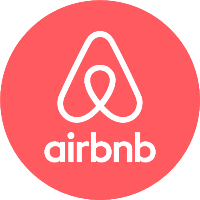 Airbnb-logo: witte omtrek van een gestileerd 