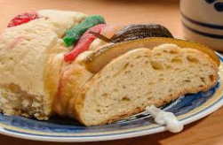 A close up of a slice of bread on a plate.
