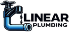Logo for Linear Plumbing with a blue pipe forming an L.