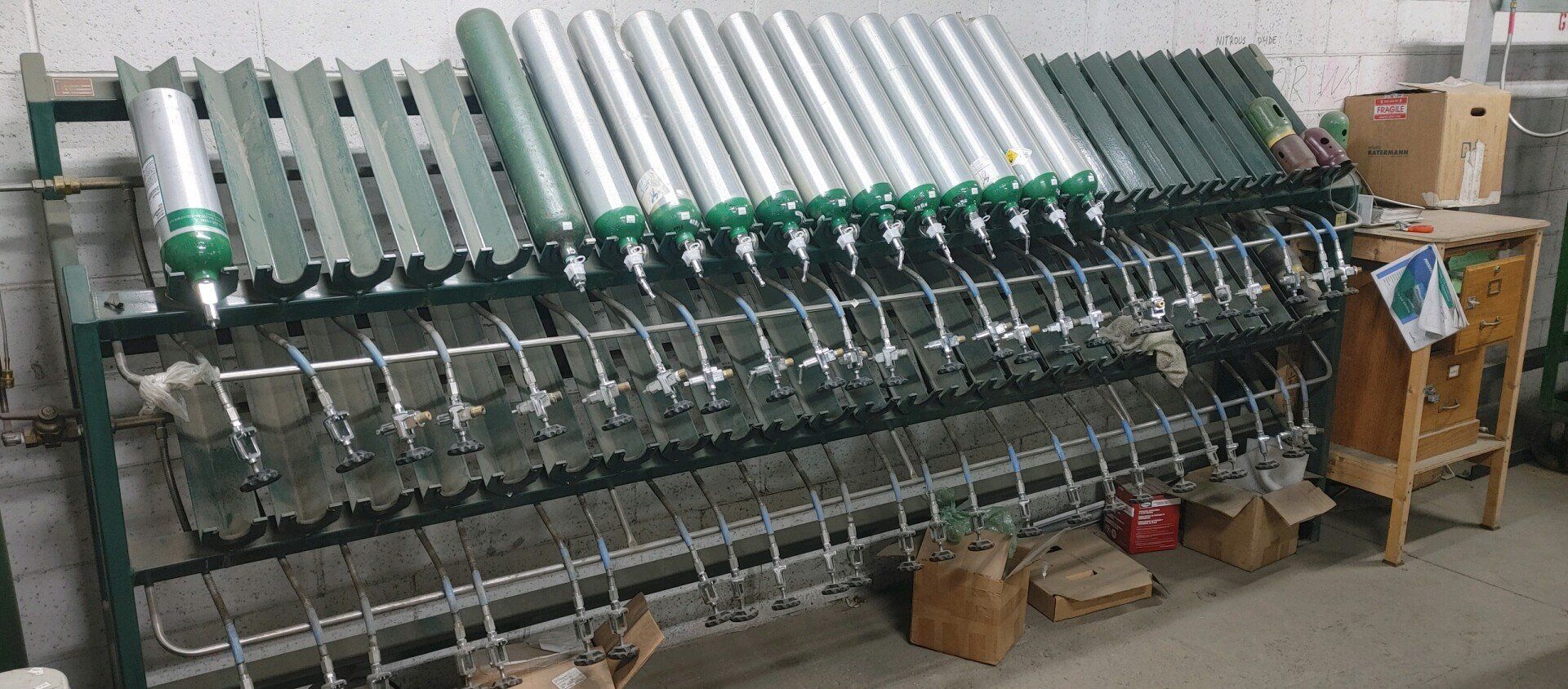 Group of Green Gas Tanks — New Philadelphia, OH — Gemstone Gas & Welding Supplies