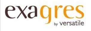 Logo for Exagres by versatile, with a brown and orange color scheme.