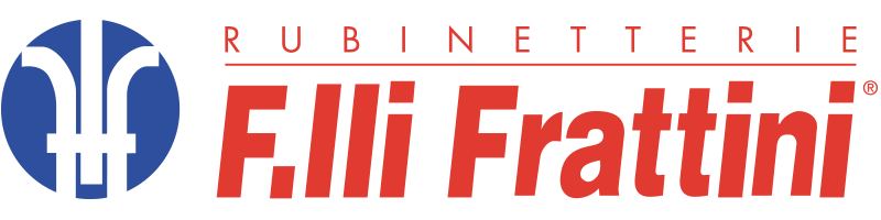 Logo for F.lli Frattini, a plumbing company. Blue and white circular symbol with red text.