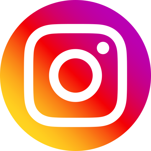 The instagram logo is in a colorful circle