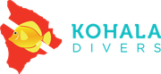A logo for kohala divers with a fish on it