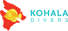 A logo for kohala divers with a fish on it