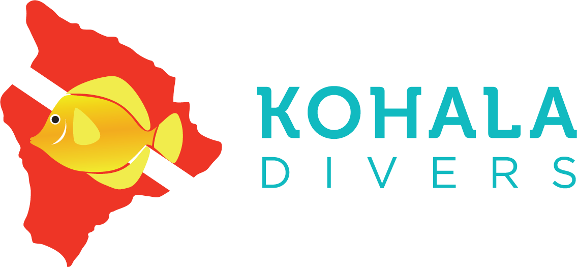 A logo for kohala divers with a fish on it
