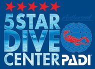 A blue sign that says 5 star dive center padi