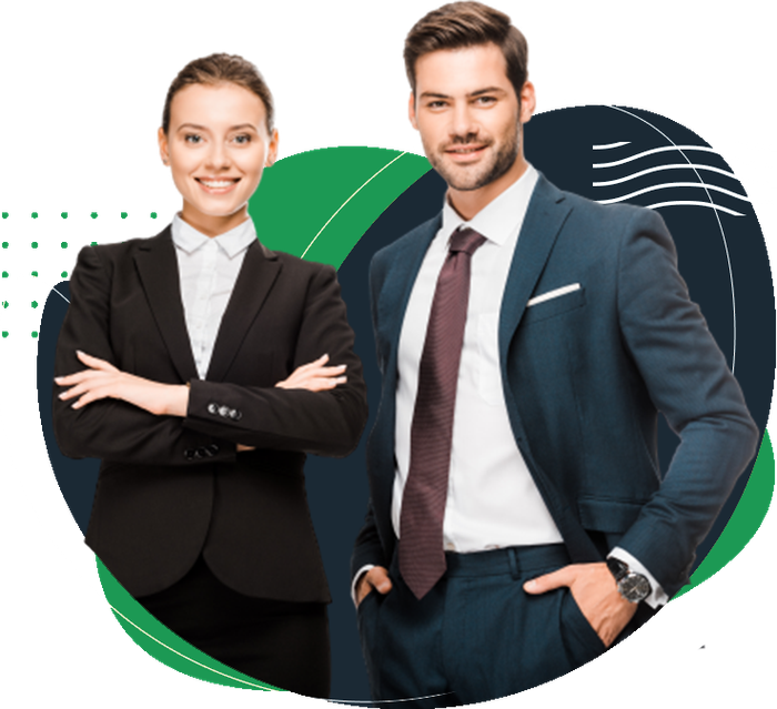 happy young business partners looking camera