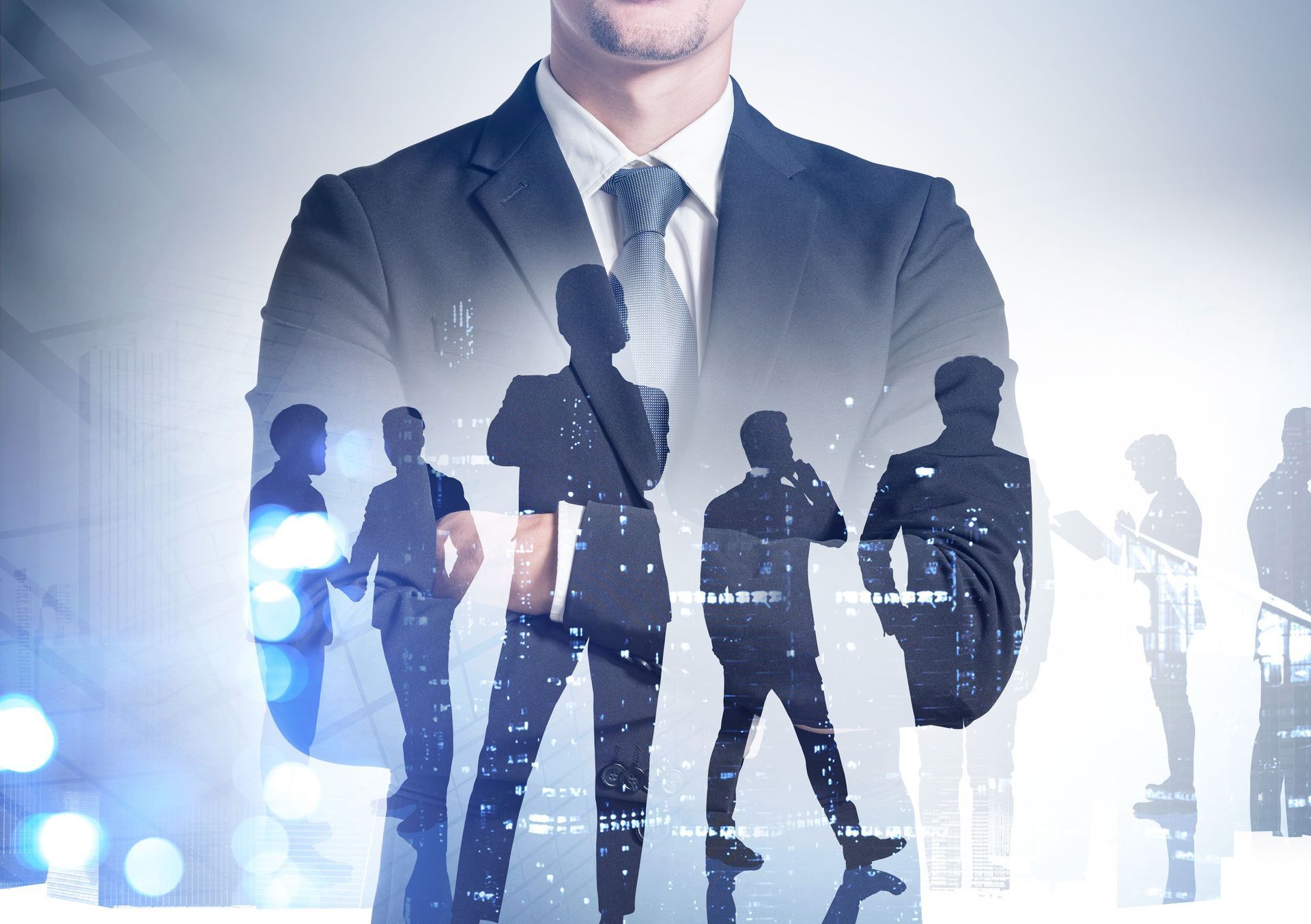 silhouettes business people working corporate office