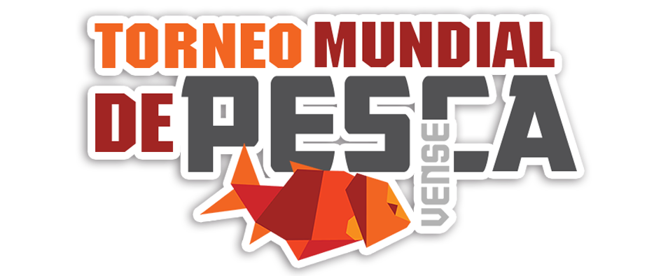 Logo de “Torneo Mundial de Pesca” en rojo, gris y naranja con pez estilizado