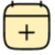 A calendar icon with a plus sign on it.