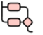 A diagram of a telephone with two pink squares and a diamond on a white background.