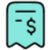 A blue receipt with a dollar sign on it.