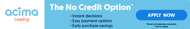 A blue and white ad for a no credit option