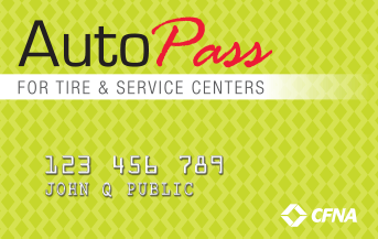 A green card that says autopass for tire and service centers
