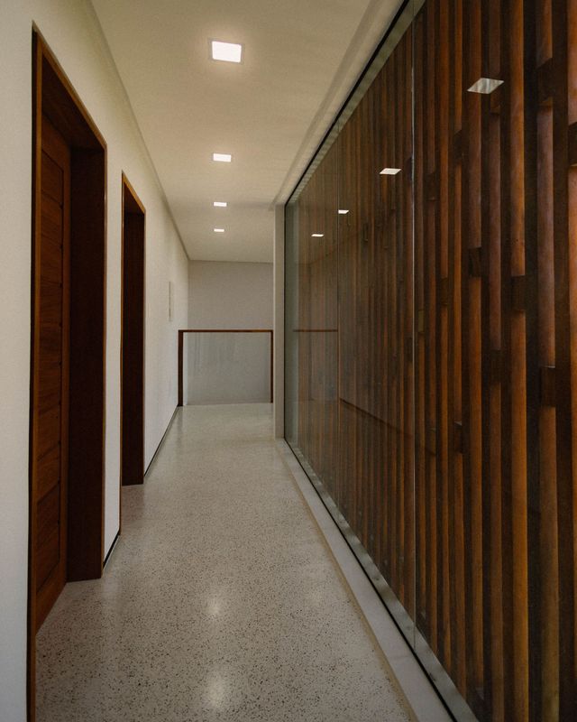 A modern home with a polished concrete floor