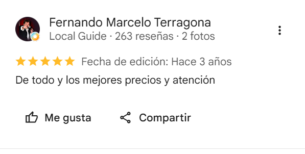 Reseña de Fernando Marcelo Terragona: De todo y los mejores precios y atención