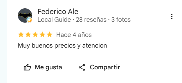 Reseña de Federico Ale: Muy buenos precios y atención