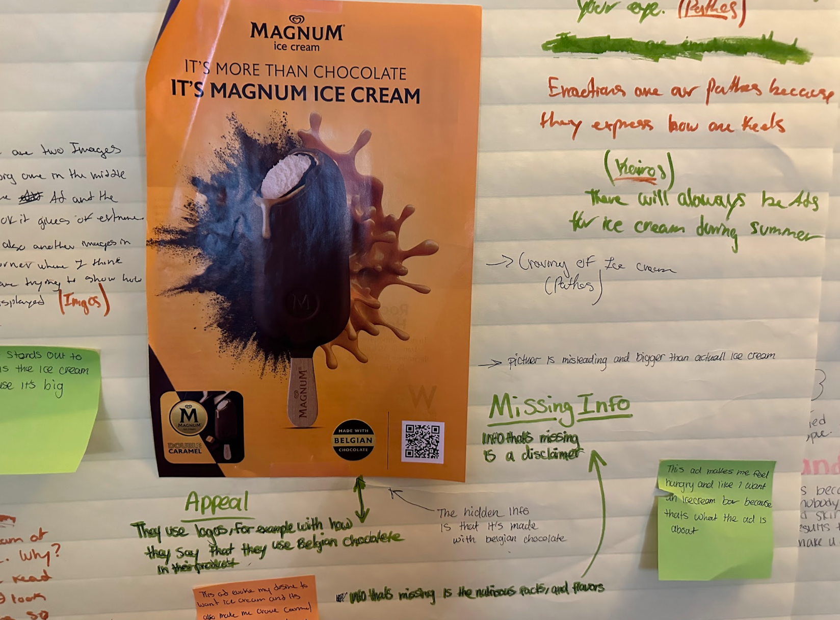 An advertisement for magnum ice cream on a piece of paper