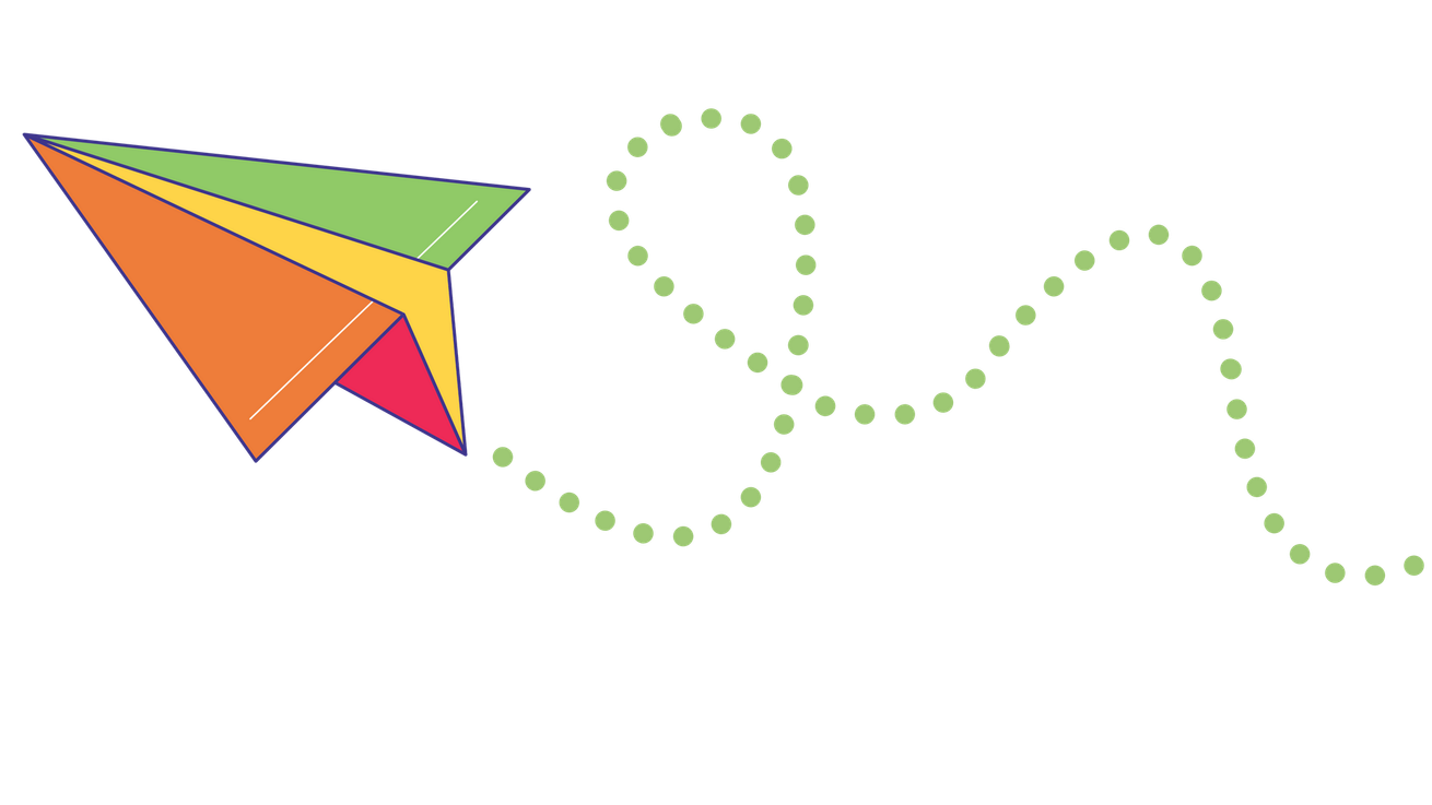 A colorful paper airplane with the words let 's collaborate below it.