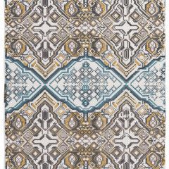 Abstract geometric tile pattern in beige, gray, blue, and gold