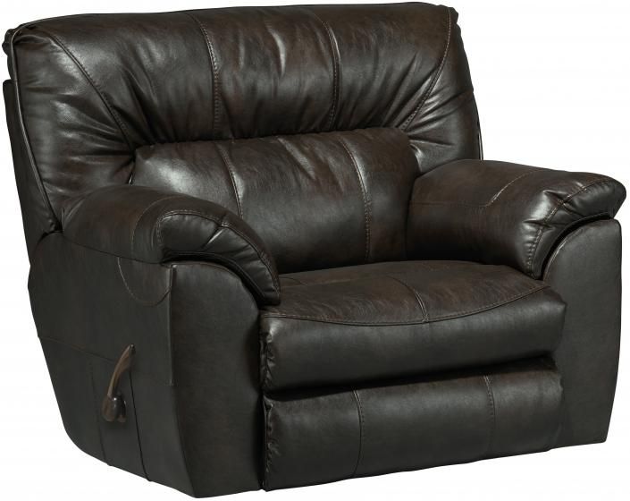 Brown leather armchair with cushioned back and arms, shown on a white background