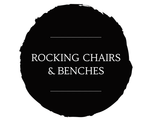 Black circular logo with white text reading “ROCKING CHAIRS & BENCHES”