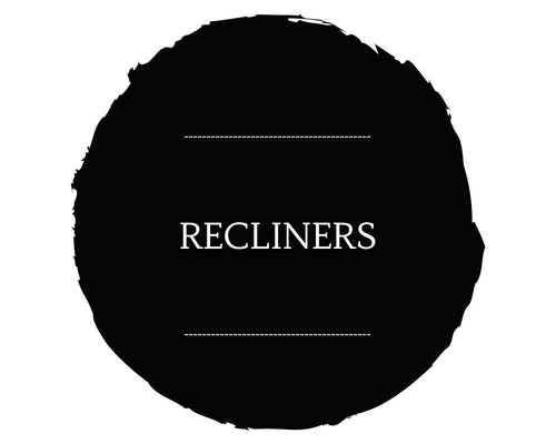 Black circular label with the word “RECLINERS” in white text