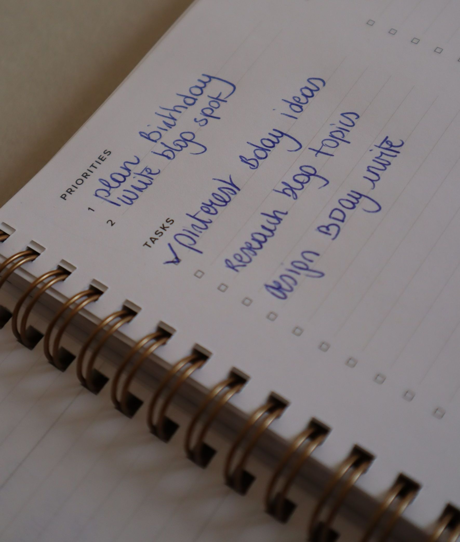 Priorities and tasks