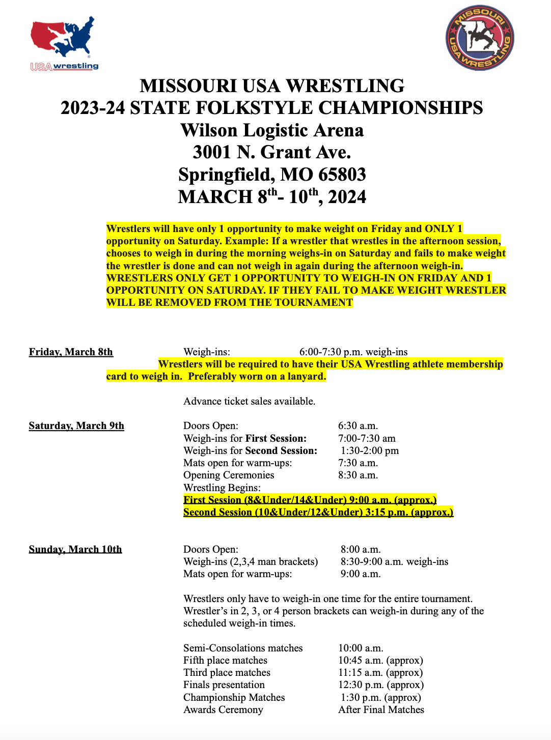 REGISTER PALMYRA YOUTH WRESTLING CLUB PALMYRA, MO
