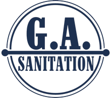 G.A. Sanitation logo in navy blue with circular border and bold lettering
