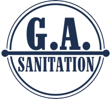 G.A. Sanitation logo in navy blue with circular border and bold lettering