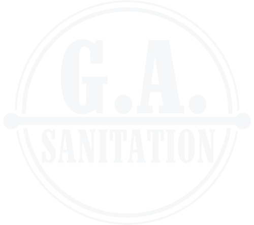 Faded circular logo reading “G.A. SANITATION” in pale gray on white background