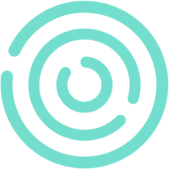 Light blue concentric circles, forming a stylized target or spiral shape.