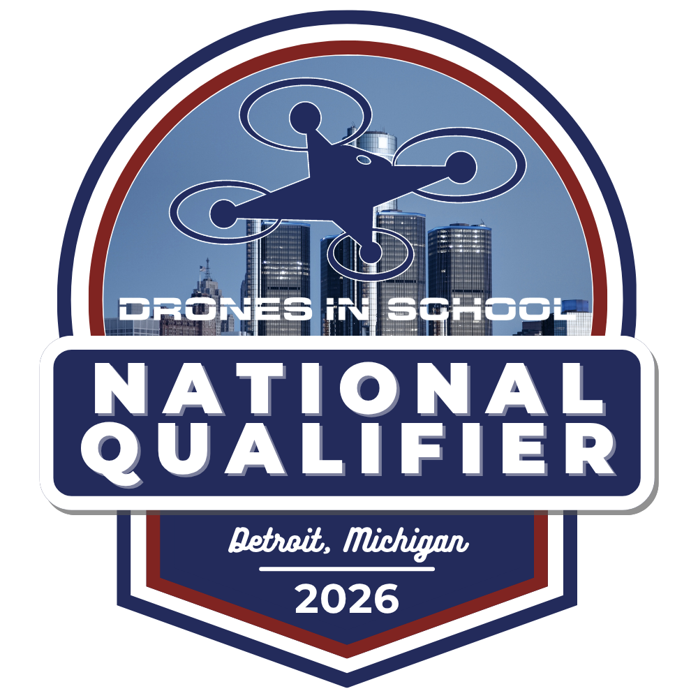 The logo for the national qualifier for drones in school in houston , texas.
