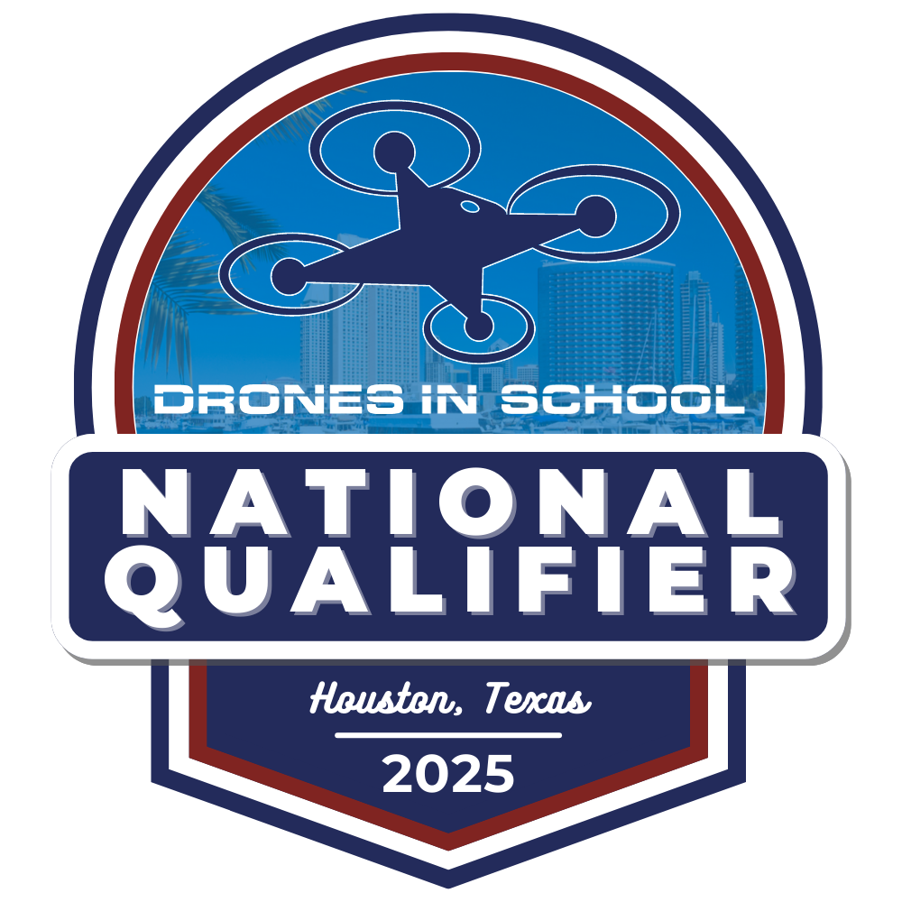 The logo for the national qualifier for drones in school in houston , texas.