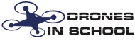 A logo for drones in school with a drone on it.