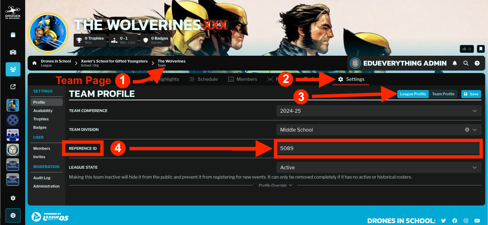 A screenshot of the wolverines team page