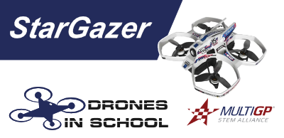 A sign that says stargazer drones in school